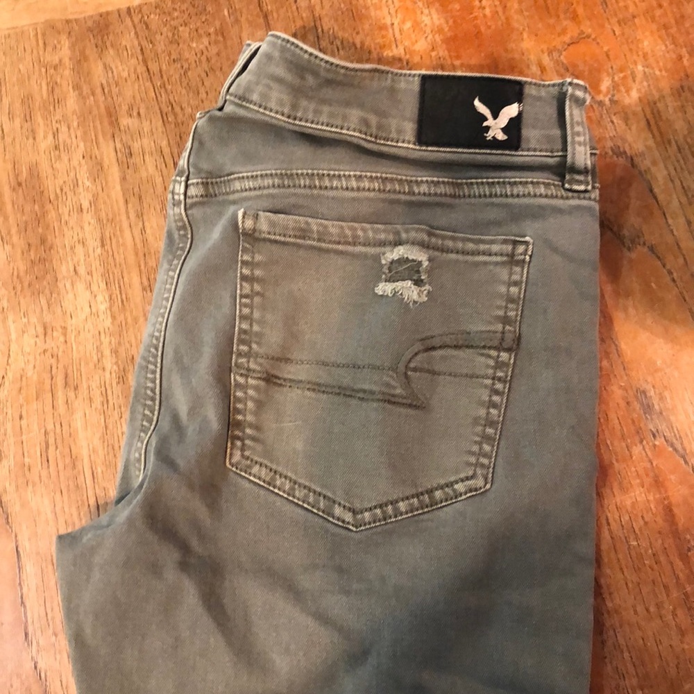 American Eagle green ripped jeans